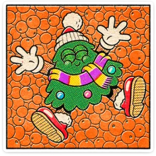 🎄 ff160751 圣诞节, 树, 卡通, 节日, 可爱, 橙色 whatsapp sticker