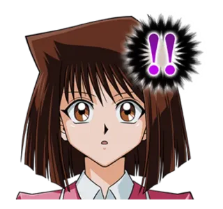 😲 a61c2084 Tea Gardner Yu-Gi-Oh! アニメ, キャラクター, 衝撃, 表情, 感嘆, 女の子 telegram sticker