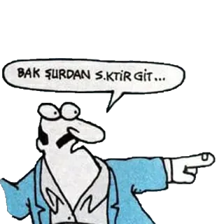 🖕 db3fe895 BAK ŞURDAN S.KTİR GİT... 漫画, 侮辱, 不快, トルコ語, 指差し, 罵り言葉 telegram sticker