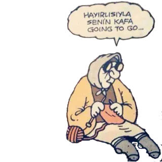 ❓ e1c10563 HAYIRLISIYLA
SENIN KAFA
GOING TO GO... 漫画, 編み物, おばあさん, 祖母, 吹き出し telegram sticker