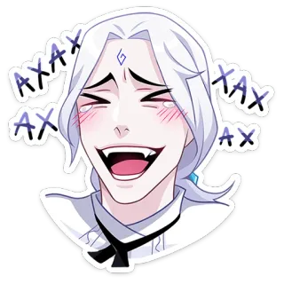 😆 6eeebf5b AXAXAXAXAX アニメ, マンガ, 笑い, 白髪, 表情, エモート telegram sticker