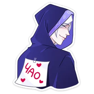 👋 ad4e17a4 ЧАО Anime, Cartone animato, Personaggio, Felpa con cappuccio, Adesivo, Cuori telegram sticker