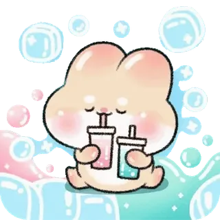 ⭐ 59fafe69 carino, coniglio, kawaii, bubble tea, bevanda, animale, cartone animato, adesivo telegram sticker
