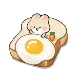 ⭐ c901e5df coniglio, toast, uovo, carota, cibo, carino, kawaii, colazione telegram sticker