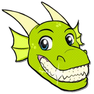 😁 0c35fe1d Cartoon, Drache, Monster, Zähne, Lächeln, Kreatur telegram sticker