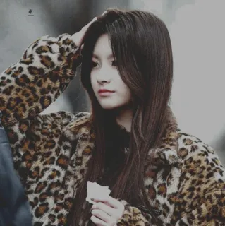 💎 81563230 donna, ragazza, modella, ritratto, stampa leopardo, cappotto telegram sticker