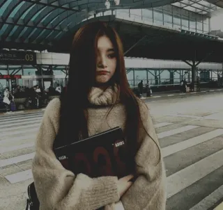 💎 a1ec8636 donna, maglione, aeroporto, viaggio, ragazza, ritratto, moda, inverno telegram sticker