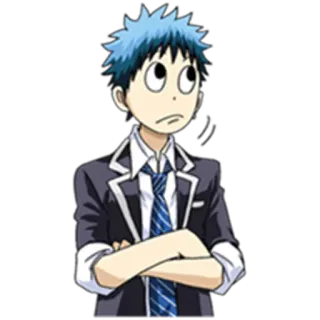 🙄 08e16b6b Anime, Karakter, rambut biru, seragam sekolah whatsapp sticker