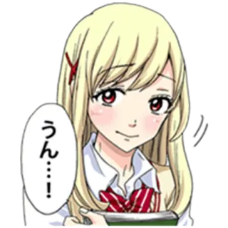 😀 0dbdc7bb うん…！ Anime, Manga, Gadis, Seragam sekolah, Imut, Rambut pirang whatsapp sticker