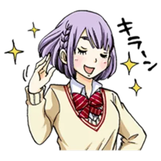 😌 52896936 キラキラ Anime, Manga, Berkilau, Senang, Gadis, Seragam sekolah whatsapp sticker