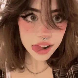 💗 14def664 menina, retrato, mulher, selfie, rosto, língua, pessoa telegram sticker