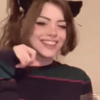 💗 3301da34 mulher, orelhas de gato, fofo, feliz, morena, sorrindo telegram sticker