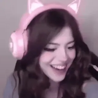 💗 ea51f143 menina, mulher, fones de ouvido, orelhas de gato, sorrindo, fofa, retrato telegram sticker