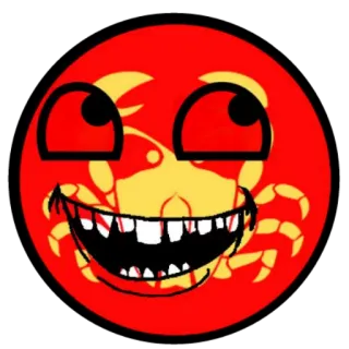 😁 00037ca2 Emoji, Cangrejo, Meme, Rojo, Amarillo, Dibujo animado telegram sticker