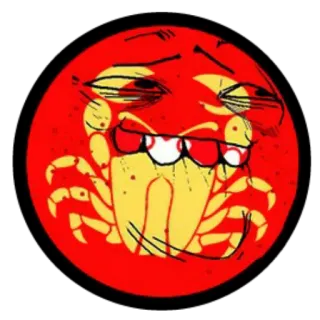 😊 77912d89 Cangrejo, Emoji, Rojo, Amarillo, Dibujos animados, Espeluznante telegram sticker