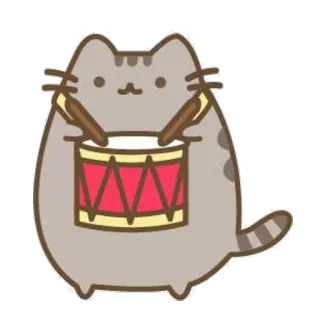 📻 0c2d96f7 Pusheen pusheen, 猫, 鼓, 可爱, 卡通, 动物 telegram sticker