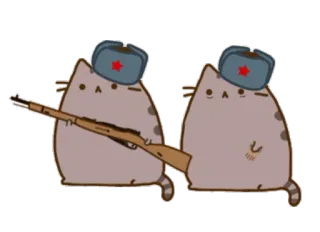 ☠ 25b9c67c Pusheen 猫, 苏联, 共产主义, 枪, 军事, 卡通, 苏联 telegram sticker