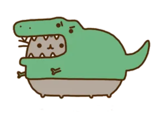 🐸 9a778e37 Pusheen 猫, 恐龙, 搞笑, 服装, 卡哇伊, 可爱, 宠物 telegram sticker