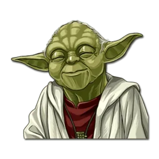 😊 3a56b33b Yoda Star Wars Yoda, Chiến tranh giữa các vì sao, Jedi, xanh lá cây, mỉm cười, khôn ngoan telegram sticker
