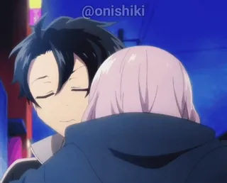 😓 5382ffc7 @onishiki anime, koppel, knuffel, liefde telegram sticker