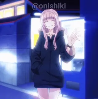 👋 98468457 @onishiki Anime, Meisje, Hoodie, Zwaaien telegram sticker