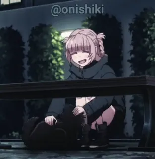 🥰 c91c06bc @onishiki Anime, Meisje, Nacht, Donker, Kat, Bank telegram sticker