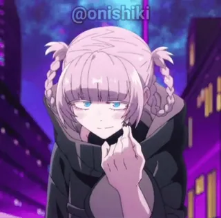 😏 d104d33a @onishiki anime, meisje, personage, illustratie telegram sticker