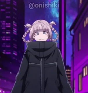 👋 dd7c84e8 @onishiki anime, cartoon, meisje, personage, hoodie telegram sticker