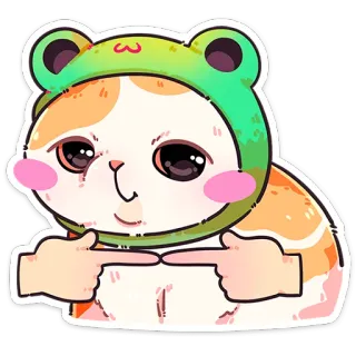 ❤️ 6b1dfb2e gato, rã, fofo, animal, engraçado, meme telegram sticker