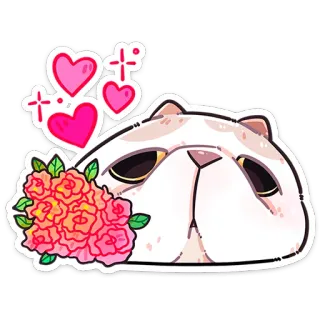 🌹 6f4b9ecd gato, flores, corações, fofo, adesivo, animal, amor, desenho animado telegram sticker