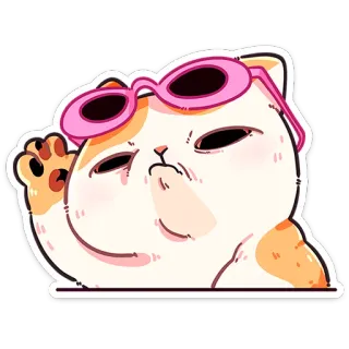❤️ ff4cf461 gato, gatinho, óculos de sol, desenho animado, fofo, animal, pose, engraçado telegram sticker