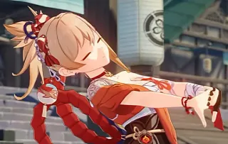 🎇 25cad7c4 Yoimiya Genshin Impact Anime, Jogo, Personagem, Yoimiya, Genshin Impact, Gesto whatsapp sticker