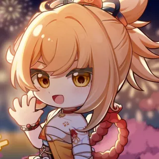 👋 00775c26 Yoimiya Genshin Impact 动漫, 游戏, 宵宫, 原神, 可爱, Q版 telegram sticker