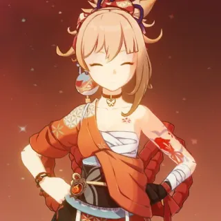 😊 0537cf09 Yoimiya Genshin Impact 宵宫, 原神, 动漫, 游戏角色, 可爱, 微笑, 女性 telegram sticker