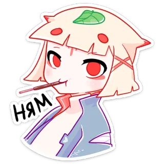 😋 134397be НЯМ 动漫, 食物, 可爱, 女孩, 贴纸, 人物, 吃东西 whatsapp sticker