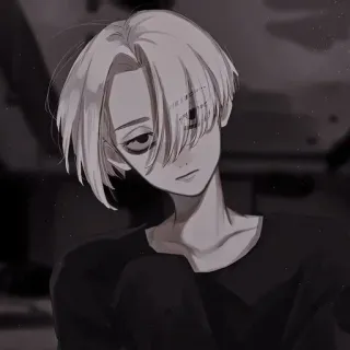 ☹️ 11e10b3a Anime, Manga, Personage, Illustratie, Verdrietig, Jongen, Monochroom telegram sticker