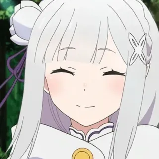 ☺️ fc4952eb Emilia Re:Zero anime, emilia, re zero, waifu, schattig, glimlach, anime meisje telegram sticker