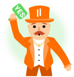 🟢 05ff508c YES Cartoon, Zustimmung, Zylinder, Schnurrbart, Mann telegram sticker