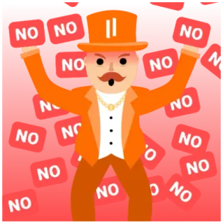 🟥 15852f7f NO nein, ablehnung, verbot, zylinder, mann telegram sticker