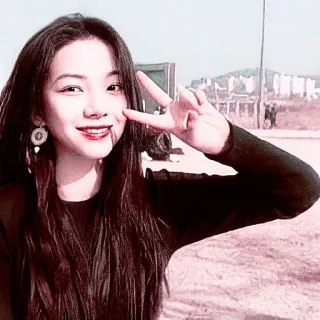 🔮 16e0e85e vrouw, meisje, vredesteken, glimlach, aziatisch telegram sticker