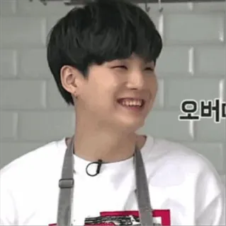 😂 0bff3b4b 오버 personne, souriant, coréen, homme, chef, tablier telegram sticker