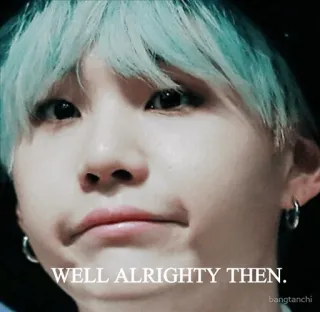 😐 dc9a4ef7 WELL ALRIGHTY THEN. Meme, Drôle, Humour, Expression, Sarcastique, Kpop, Min Yoongi telegram sticker