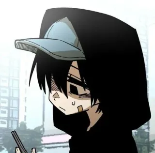 🖤 f9d2c235 anime, áo hoodie, hoạt hình, buồn, bé trai telegram sticker