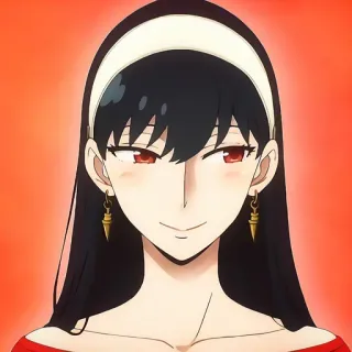 🙂 c4dff08d Yor Forger Spy x Family Anime, Yor Forger, Spy x Family, Nhân vật, mắt đỏ, băng đô, nụ cười telegram sticker