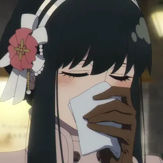 💄 000edf94 Yor Forger Spy × Family anime, character, woman, emotional, tissue, crying whatsapp sticker