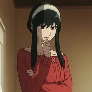💄 0675720b Yor Forger Spy x Family yor forger, spy x family, anime, woman, thinking, cartoon whatsapp sticker