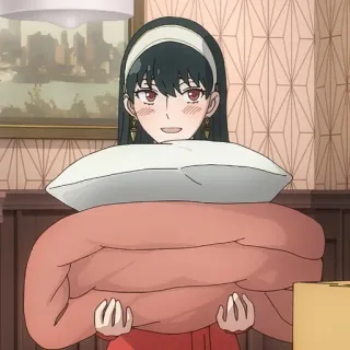💄 9aaa320a Yor Forger Spy x Family anime, yor, spy x family, forger, pillow, blanket whatsapp sticker