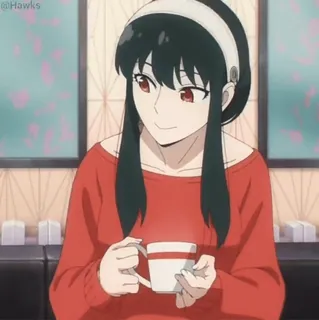 ☺️ 2e6c7873 Yor Forger Spy x Family Anime, Yor Forger, Spy x Family, Personaggio, Donna, Occhi rossi, Capelli neri telegram sticker