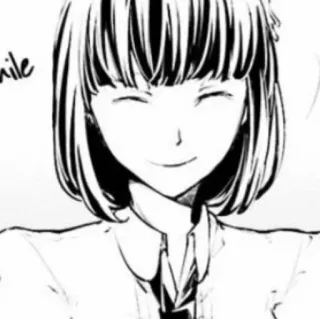 🪄 82adef47 smile อนิเมะ, ยิ้ม, มีความสุข, ผู้หญิง, ขาวดำ telegram sticker