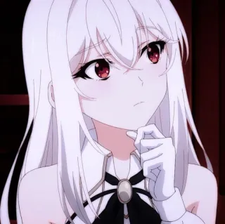 🤍 432705ce Anime, Garota, cabelo branco, olhos vermelhos, luvas, fofa, Mangá telegram sticker